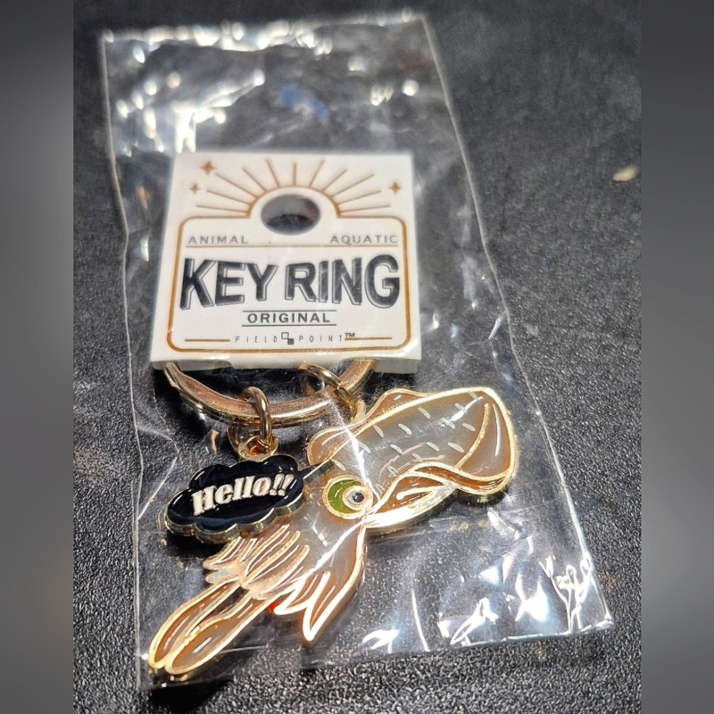Transparent & Gold Adorable Acrylic Squid Keychain on Gold Key Ring